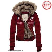 dames abercrombie fitch fur hooded outwear zip flag claret Nieuwe Online lhkqs813